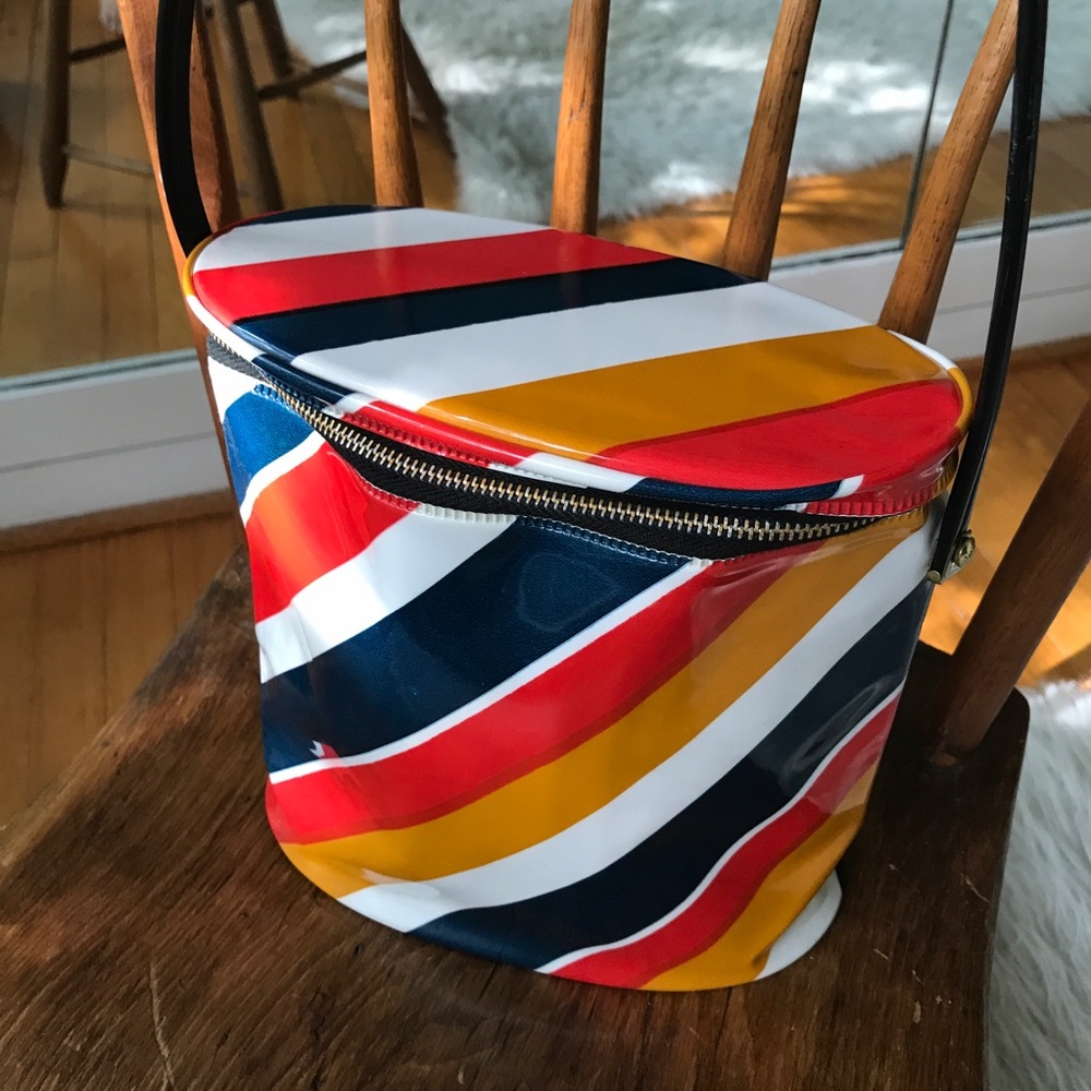 Colorful vintage vinyl zip bag w shoulder strap - Picture 1 of 13